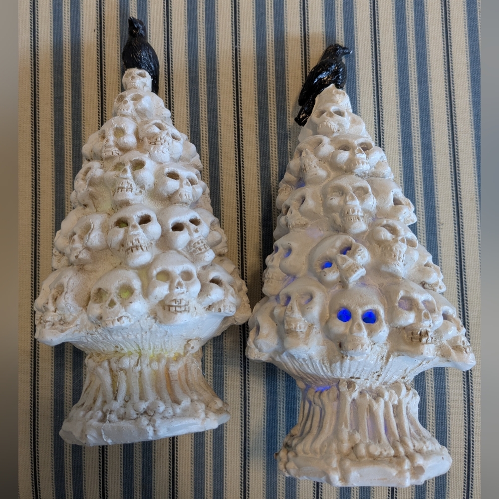 NEW Lot Of Two Halloween LED Skull Decor Pieces